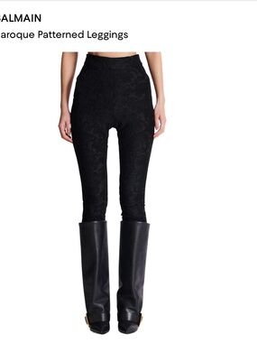Balmain Black Baroque Jacquard High-Rise Leggings